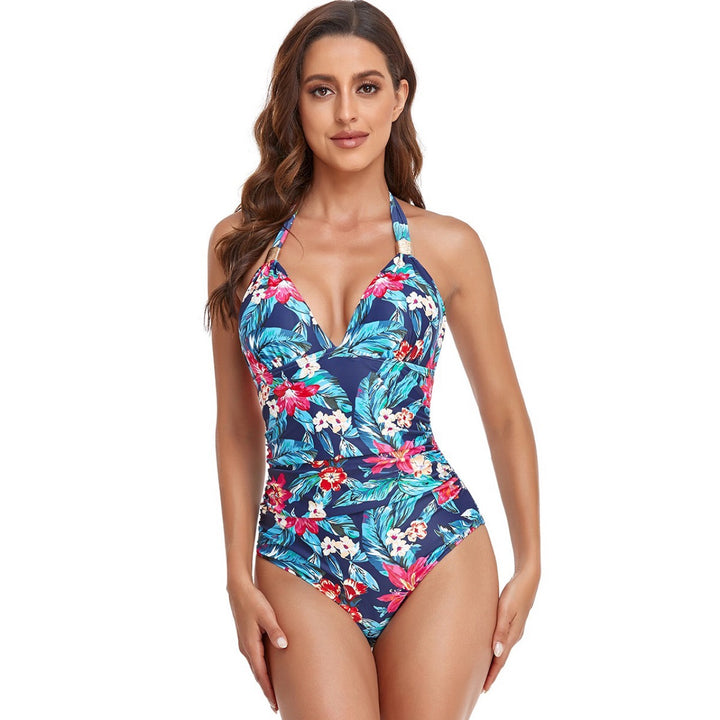 Femme Plunge Neck Leopardmønster Én-delt Badedragt Stilla