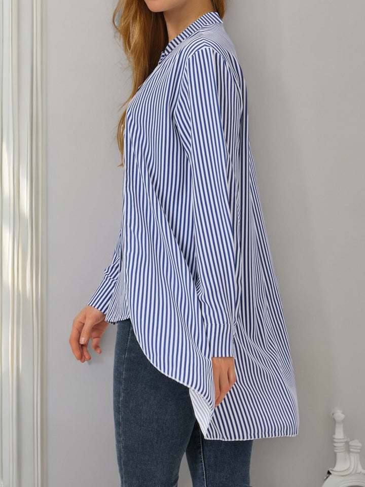Dame Langærmet Bluse med Stribemønster Stilla