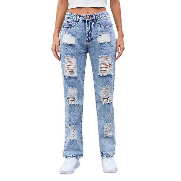 Dame Baggy Jeans i trendy Used-Look med iøjnefaldende riv og afslappet snit Stilla
