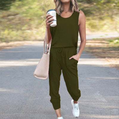 Dame afslappet jumpsuit med justerbar talje snor og praktiske sidelommer Stilla