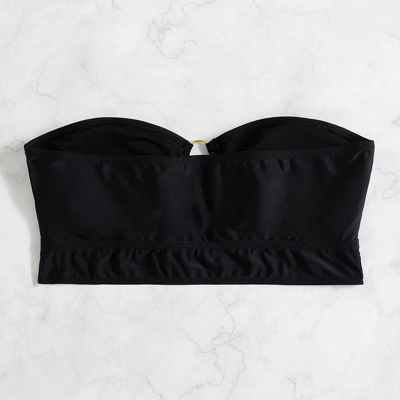 Dame Bandeau top med dekorativ ring Skovae