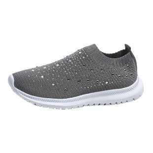 Dame Sneakers med funklende strass-accenter og elastisk overdækning Stilla