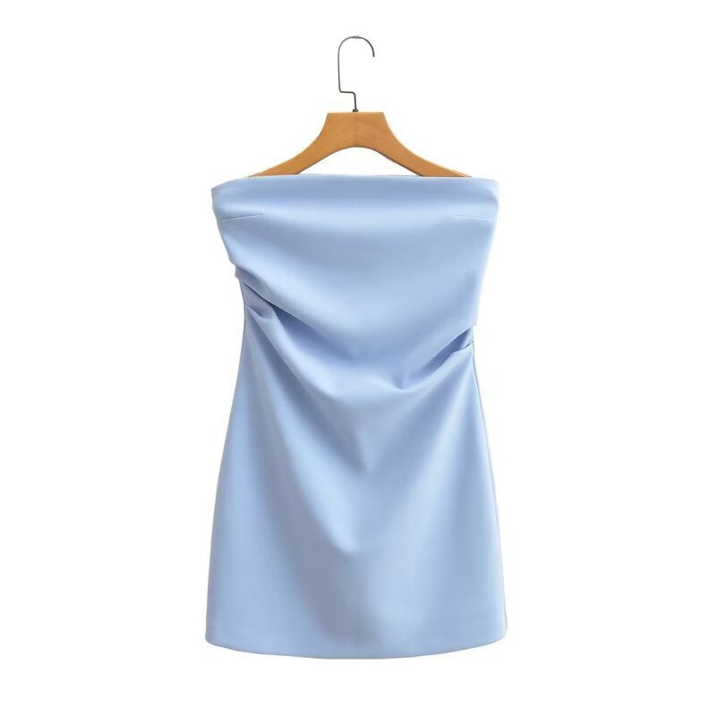 Dame Off-Shoulder Minikjole med krævende drapering Stilla