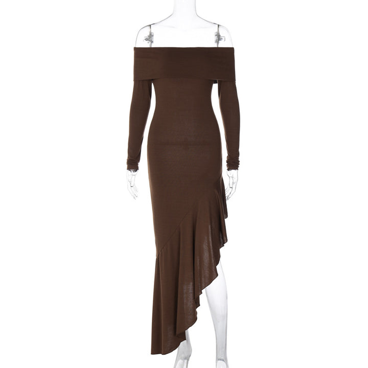Dame Off-Shoulder Maxikjole med asymmetrisk kant og lange ærmer Stilla