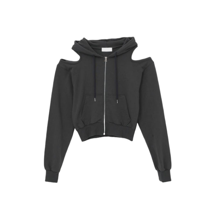 Dame mode cropped hoodie med udsnit ærmer Stilla