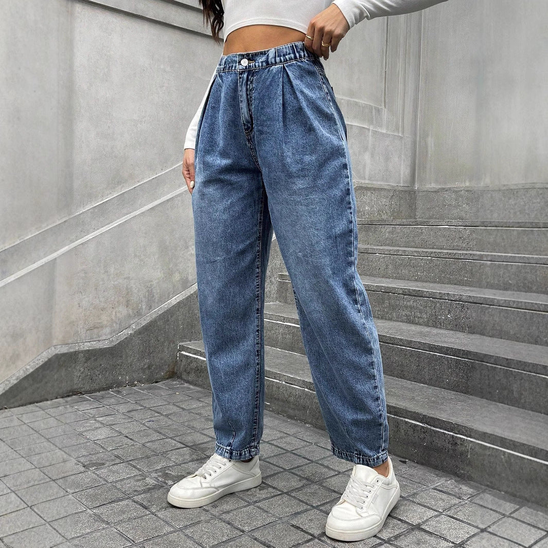 Dame brede jeans med casual snit og elegante folder Stilla