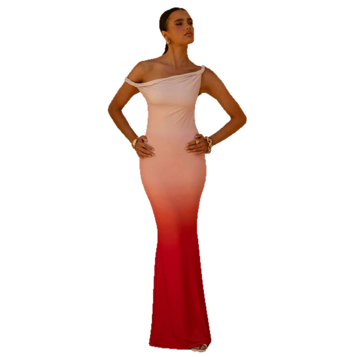 Kvinder Elegant Maxi Kjole med Off-Shoulder Design og Rynkning Stilla