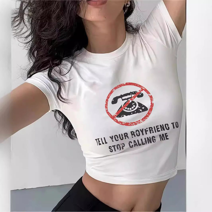 Dame Crop-T-shirt med dit kreative citat Skovae