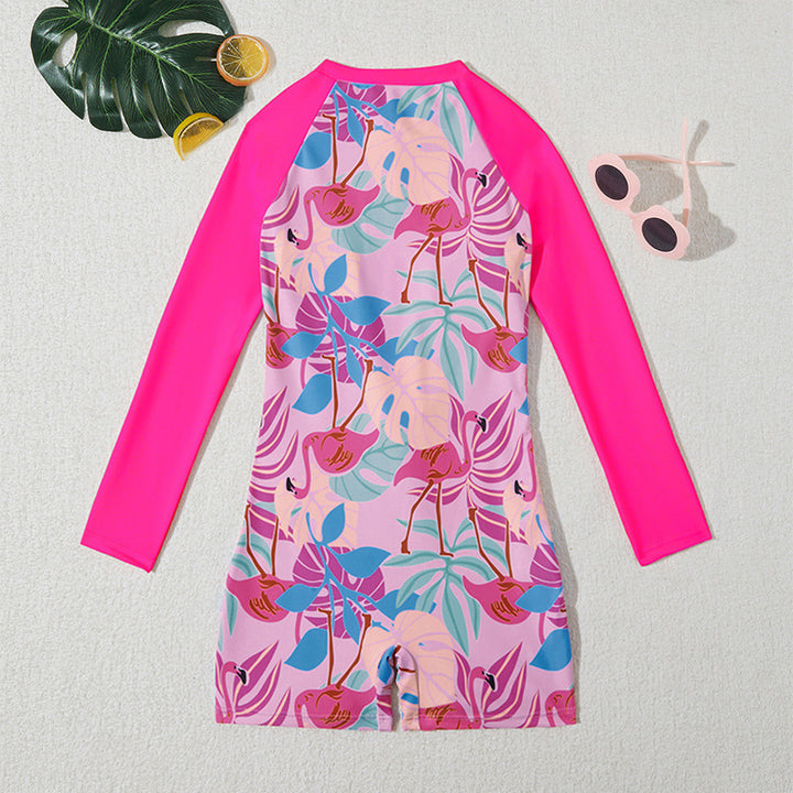 Dame Rashguard badedragt med elegant zip-design og farverigt plante mønster Stilla