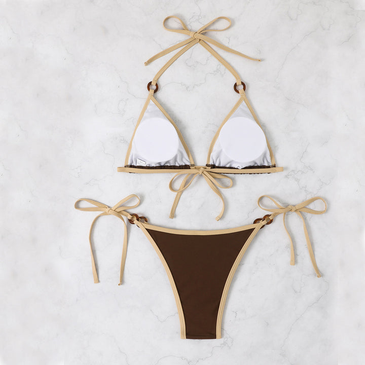 Dame Triangle-Bikini-Sæt med justerbare bindebånd og elegante accenter Stilla