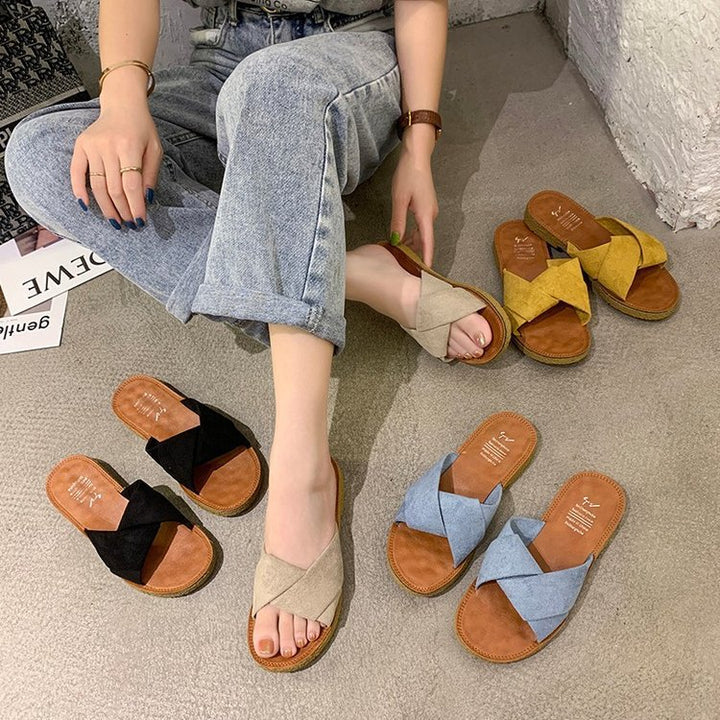 Dame Komfortable Sandaler med snoet remdesign og let polstret sål Stilla