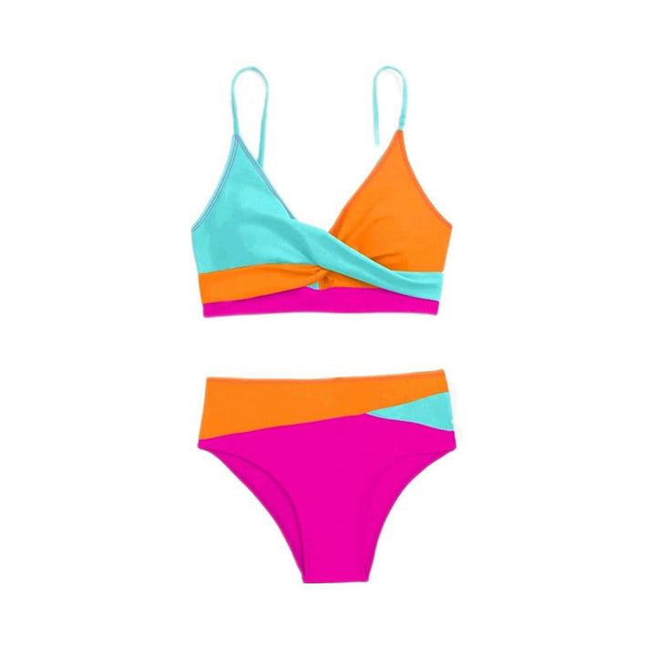 Dame Højtaljet Bikini-Sæt med Krydsbånd-Design Skovae