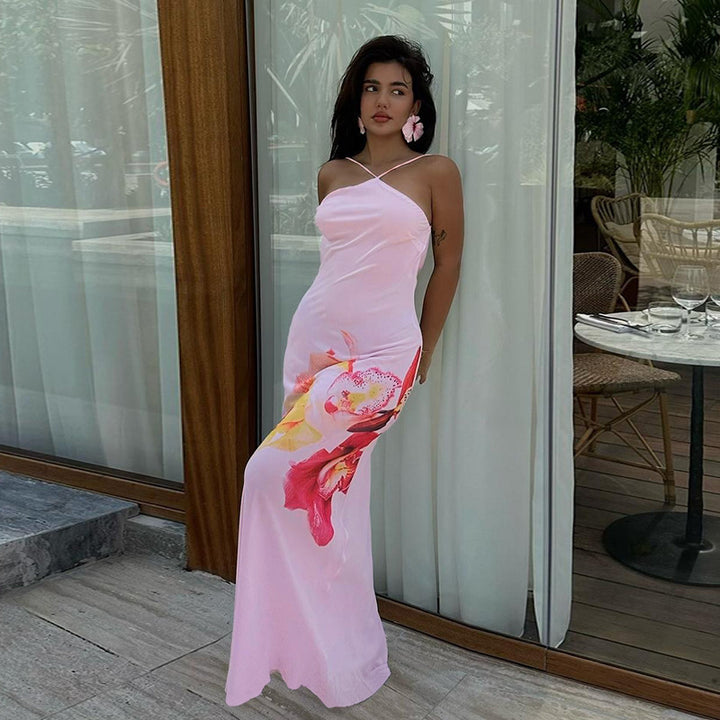 Dame Elegant Blomster Mønster Maxi Kjole Stilla