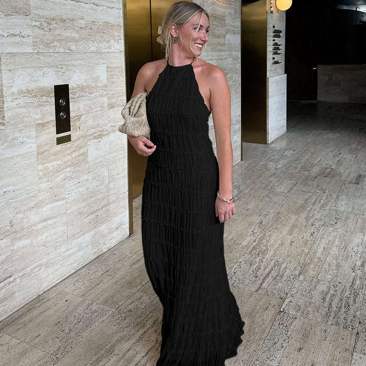 Dame Elegant Maxikjole med raffineret indpakningsdesign og smigrende rynk Stilla