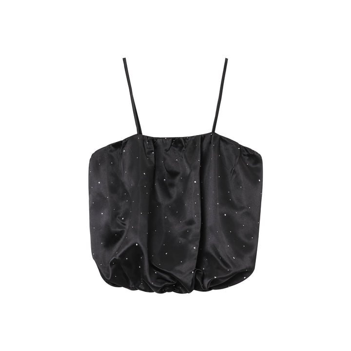 Femme Puffærmet Satin-Crop-Top Stilla