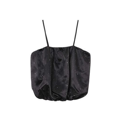 Femme Puffærmet Satin-Crop-Top Stilla