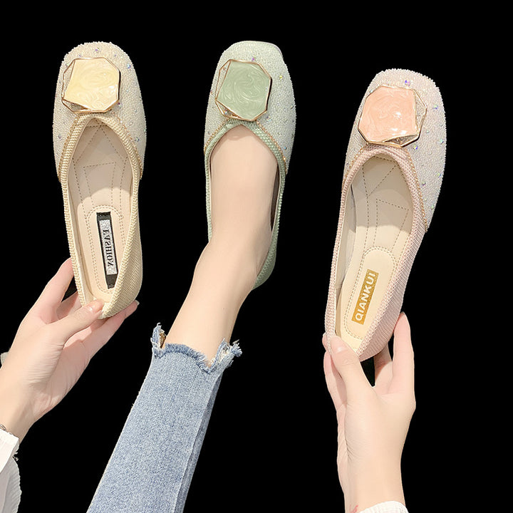 Dame Elegante Ballerina-Flats med strass dekoration og dekorativ ædelstens accent Stilla