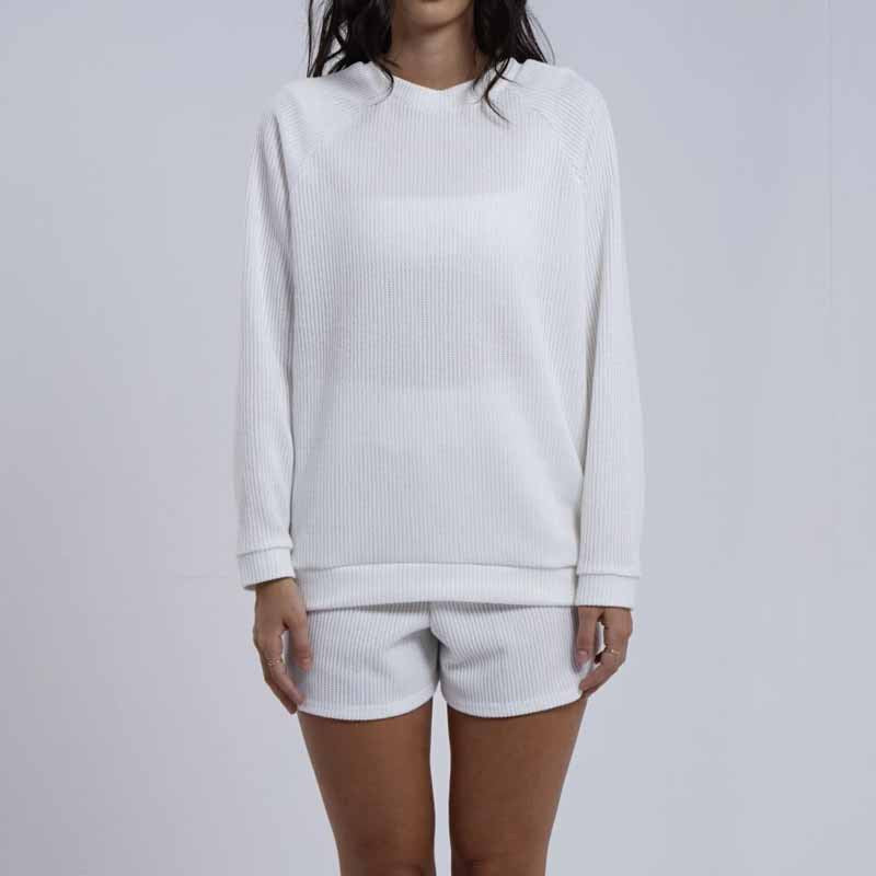 Dame afslappet sweatshirt og shorts sæt med struktureret stof Stilla