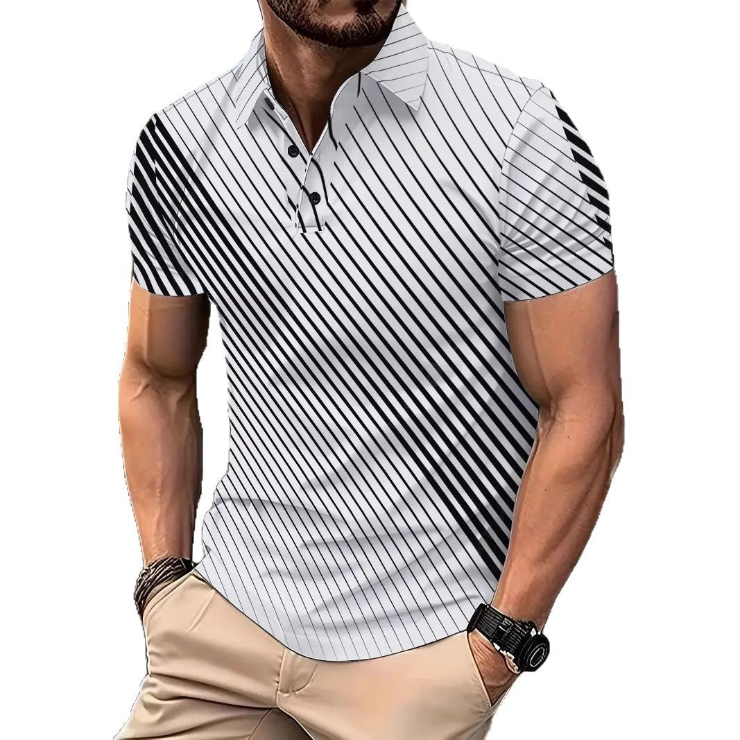 Herrer poloshirt med moderne diagonal stribemønster Stilla