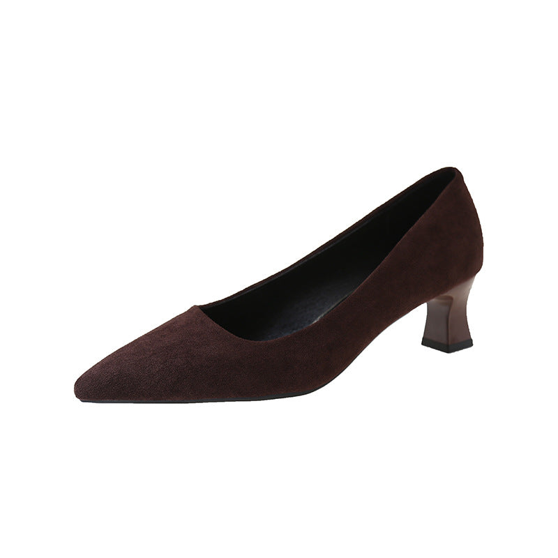 Dame Elegant Sæklæde Spidsudskæring Pumps med Blokhæl Stilla