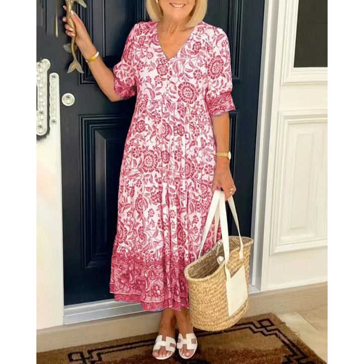 Dame Floral Print A-linie Sommerkjole Stilla