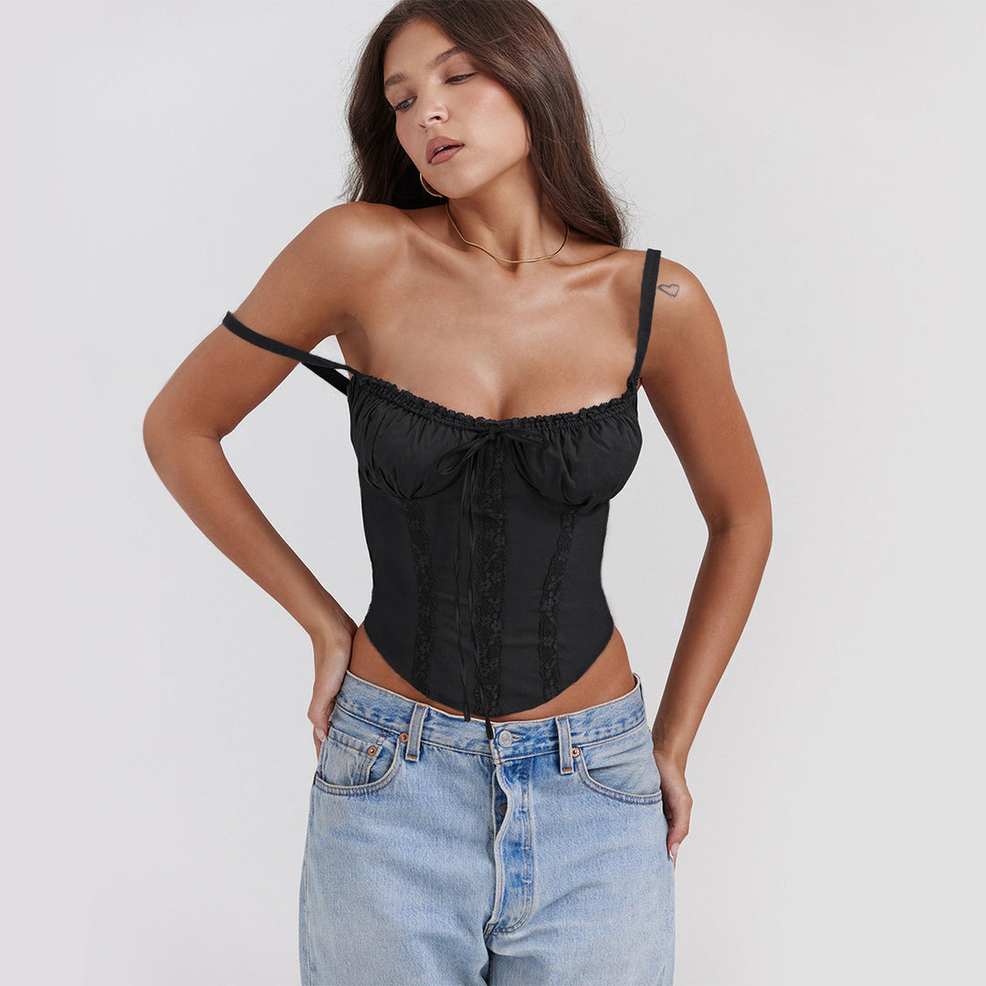 Kvinder corsage top med delikat blonde dekoration og justerbare stropper Stilla