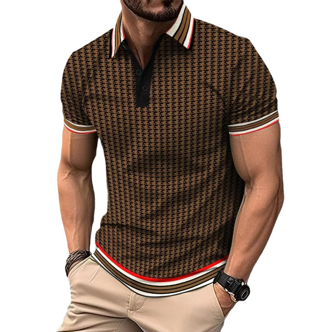Herrer polo shirt med moderne houndstooth-mønster Stilla