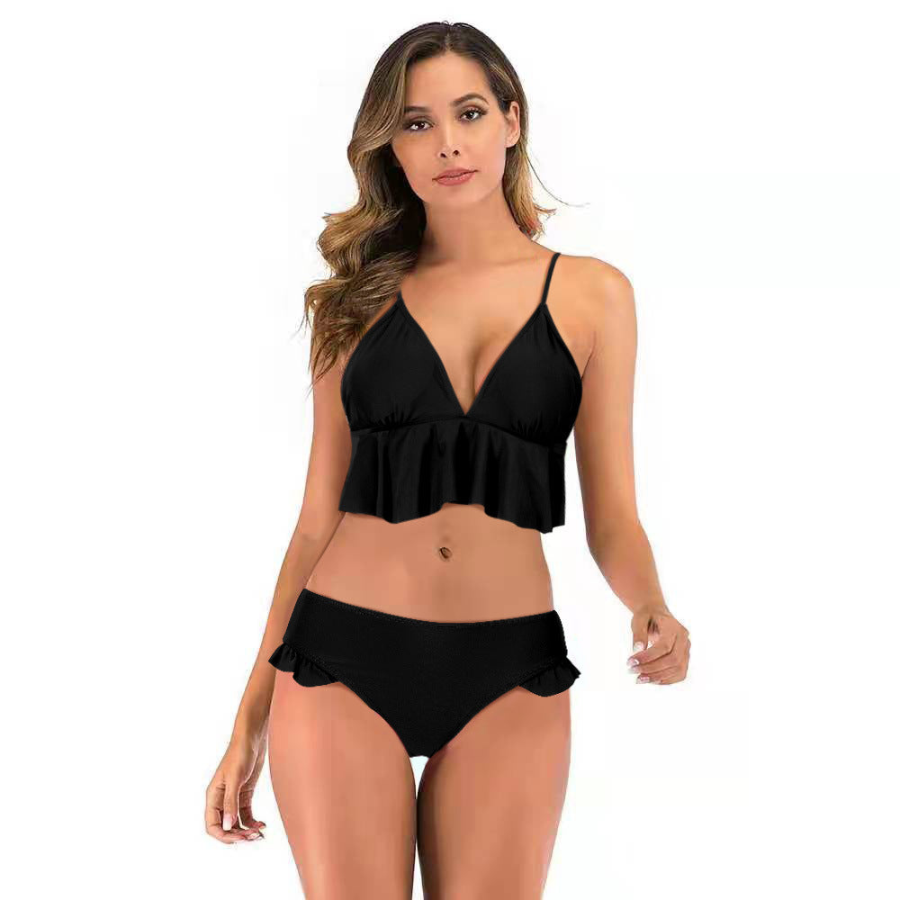 Dame bikini-sæt med voluminøs flæse og justerbare stropper Stilla