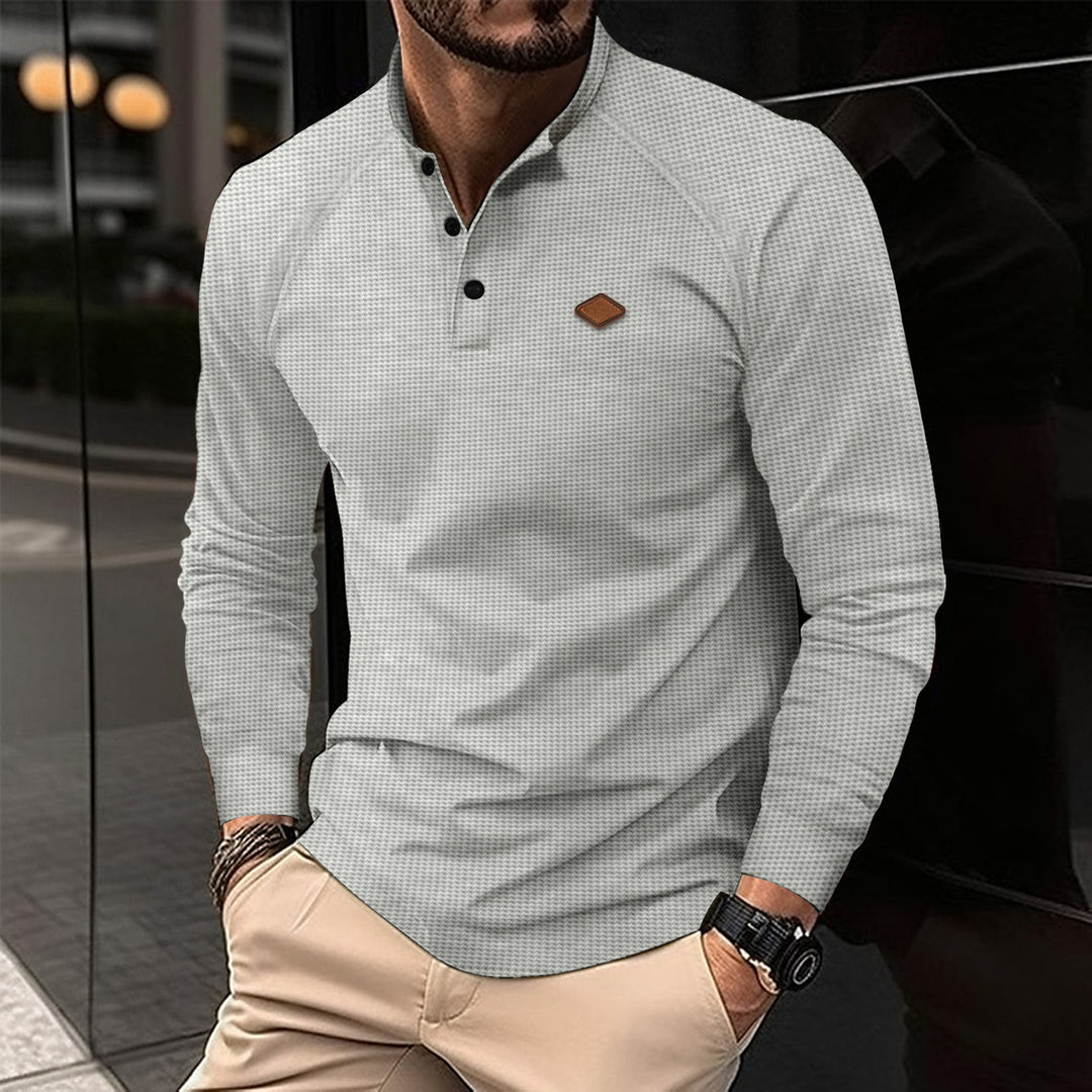 Herrer Langærmet Polo shirt med struktureret design og moderigtig krave Stilla