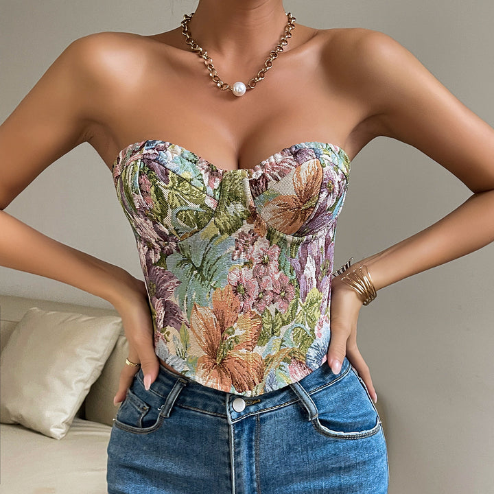 Dame Blomsterprint Bustier Stilla
