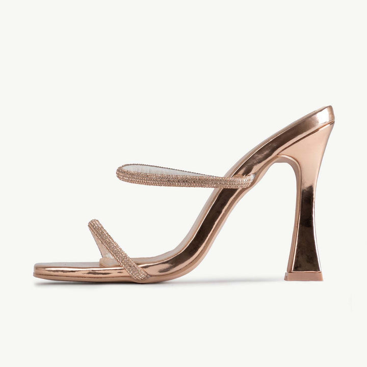 Dame Højhælede Slide Sandaler med elegante Ankeleremmer Stilla
