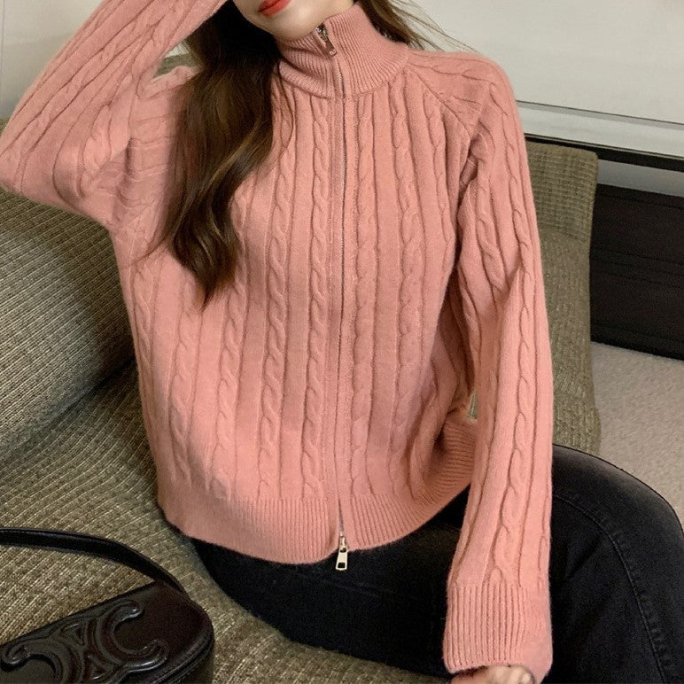Femme Kabelstrik Zip-Up Cardigan Stilla