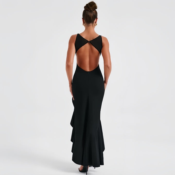 Dame Elegant Vavlekjole med asymmetrisk Volantdesign Stilla