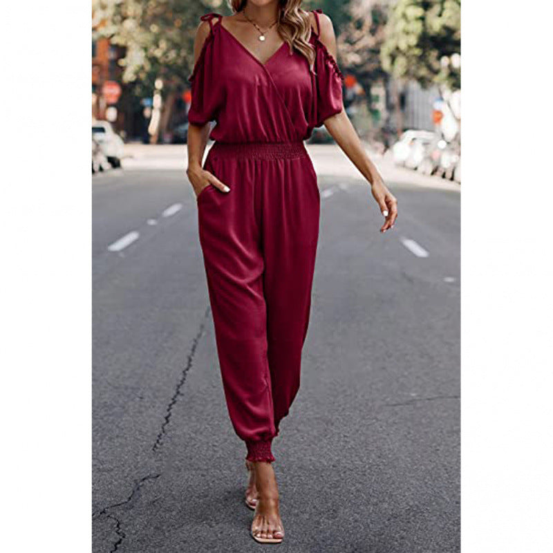 Femme Stilfuld Cold-Shoulder Jumpsuit med lommer Stilla