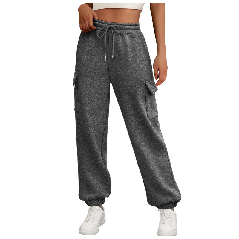 Dame Fleece Cargo Joggingbukser med justerbar talje Stilla