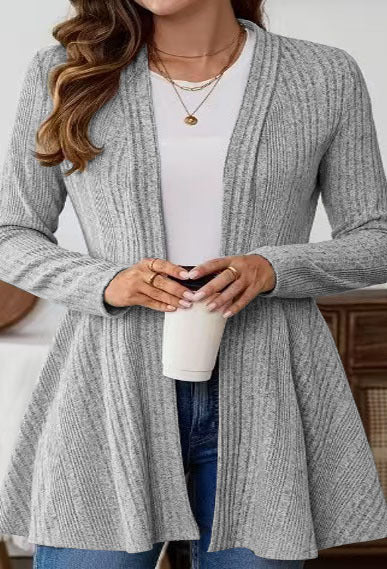 Dame Elegant strikcardigan med flydende snit Stilla