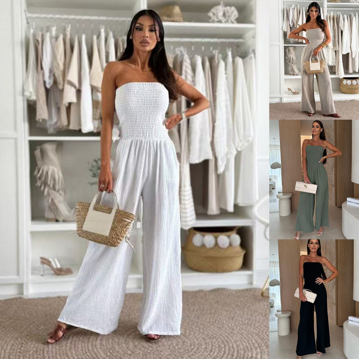 Dame strapless plisseret jumpsuit Stilla
