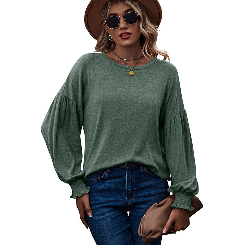 Dame Fashion Pullover top med enkle flæsedetaljer Stilla