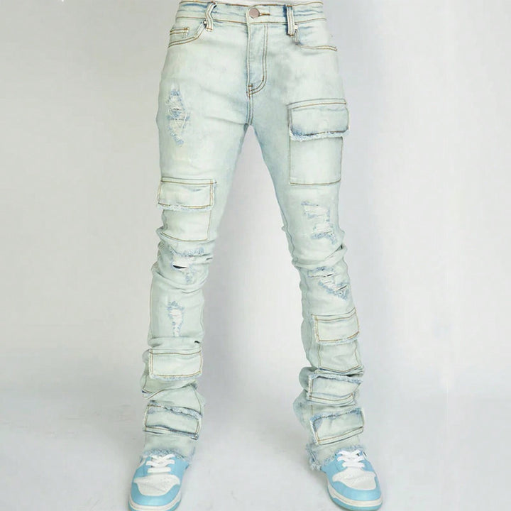Dame cargo-jeans med dekorative lommer og moderne slidser Stilla