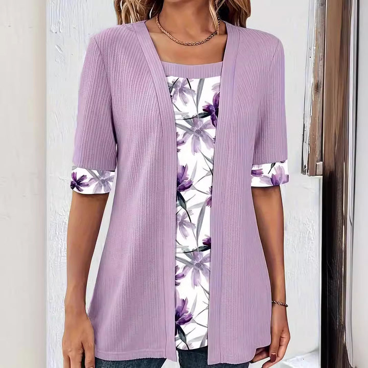 Damer casual cardigan med blomstret for Stilla