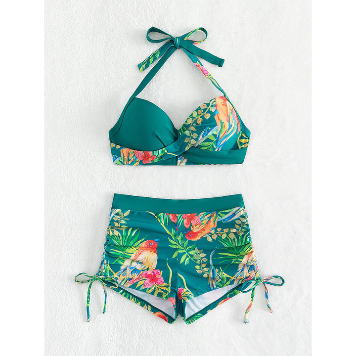 Dame Tropisk Tryk Halterneck Bikini Sæt Stilla