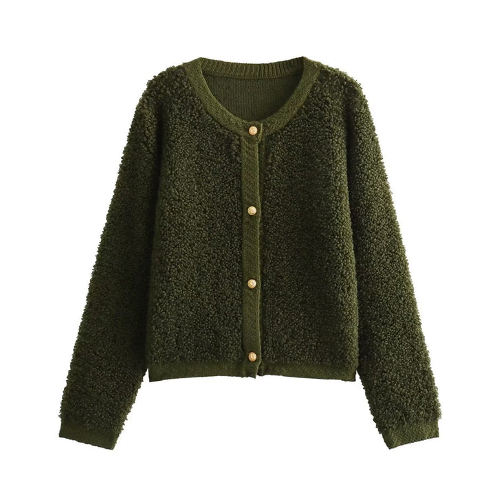 Femme Plush Fleece Knap-Front Jakke Stilla