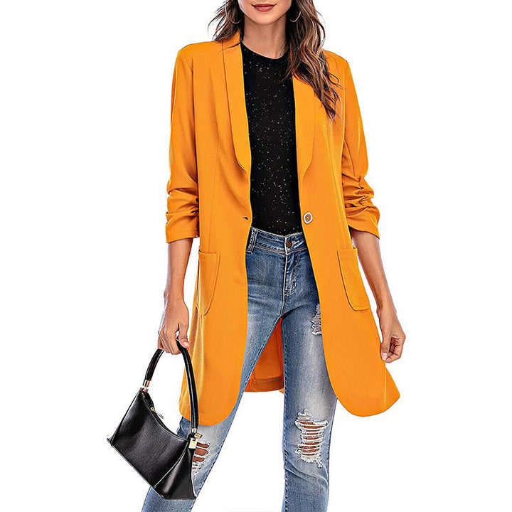 Dame Lang, elegant Blazer med lommer og stilfuld snit Stilla
