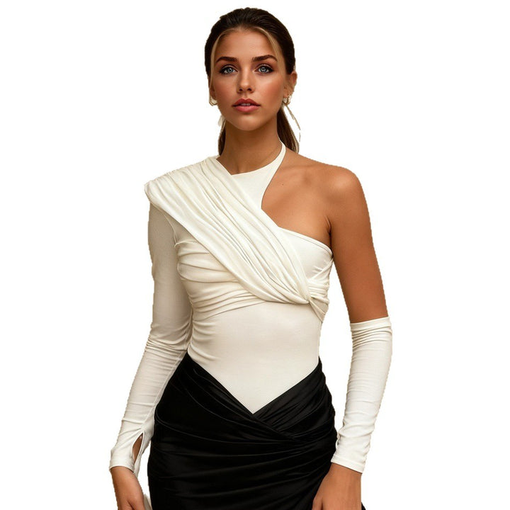 Dame Elegant asymmetrisk overdel med fint indviklet design Skovae