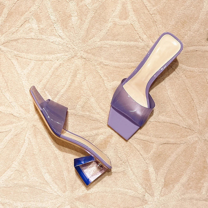 Damer Glamourøse Slingback Sandaler med transparent rem-design og stilfuld blokhæle Stilla