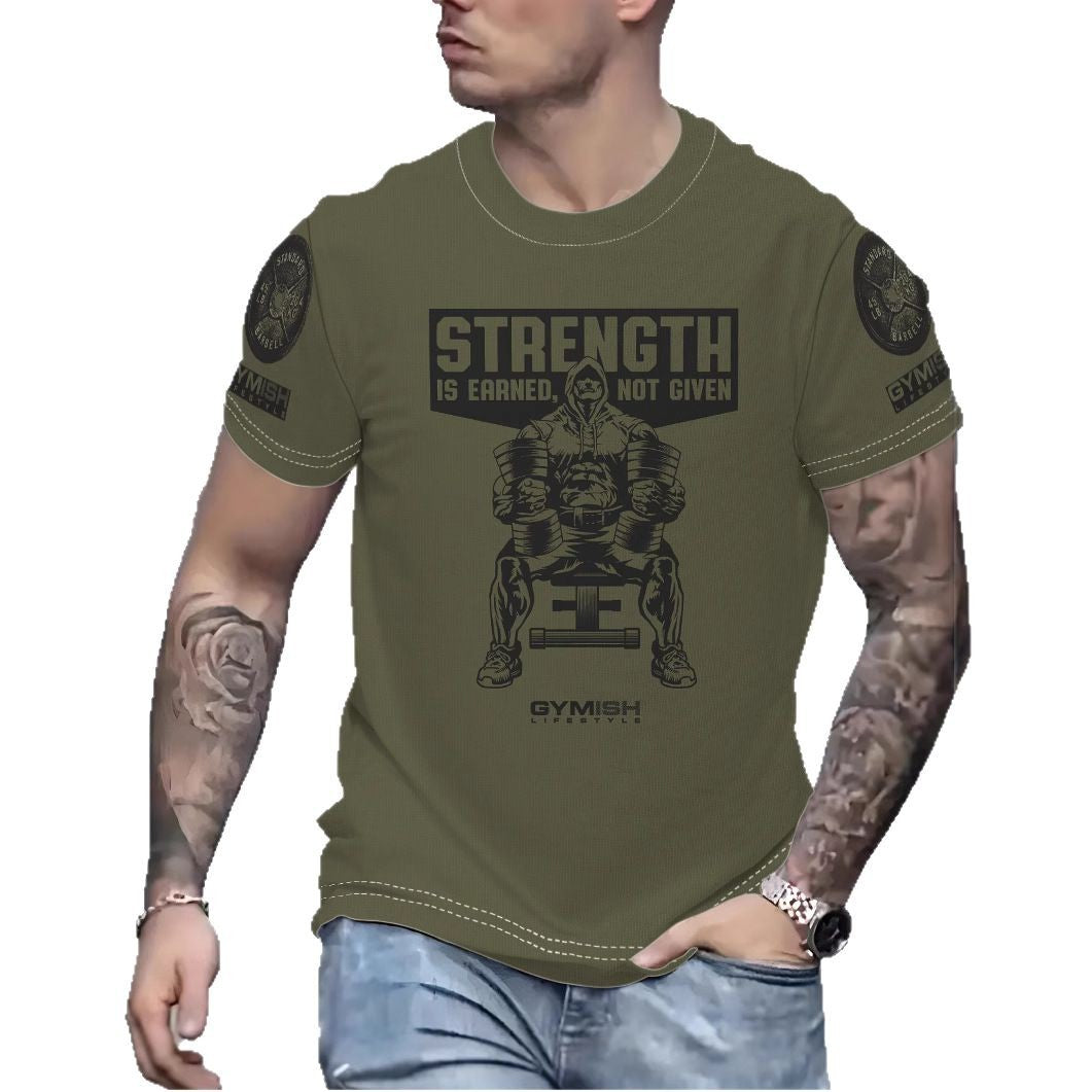 Herrer Fitness-T-shirt med kraftfuldt motiv og komfortabel pasform Stilla