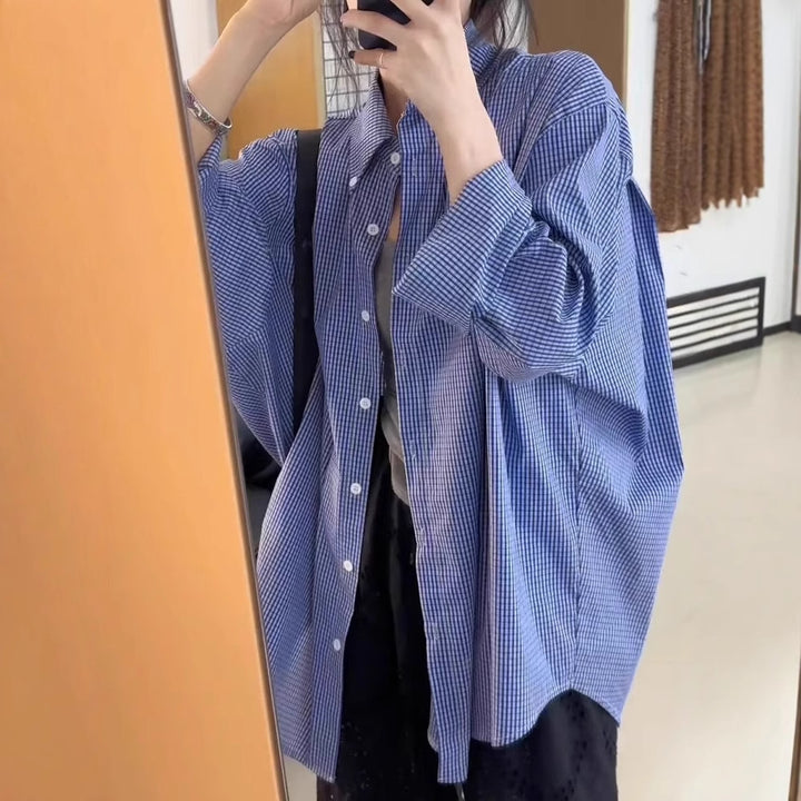 Dame afslappet oversized skjorte i ternet design Stilla