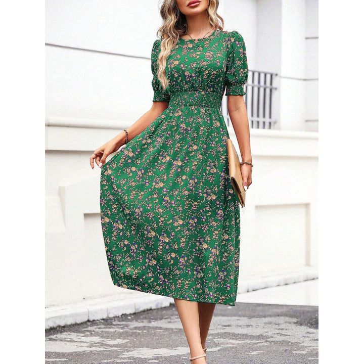 Dame Let Maxi Kjole med Blomsterprint og Smock-Talje Stilla