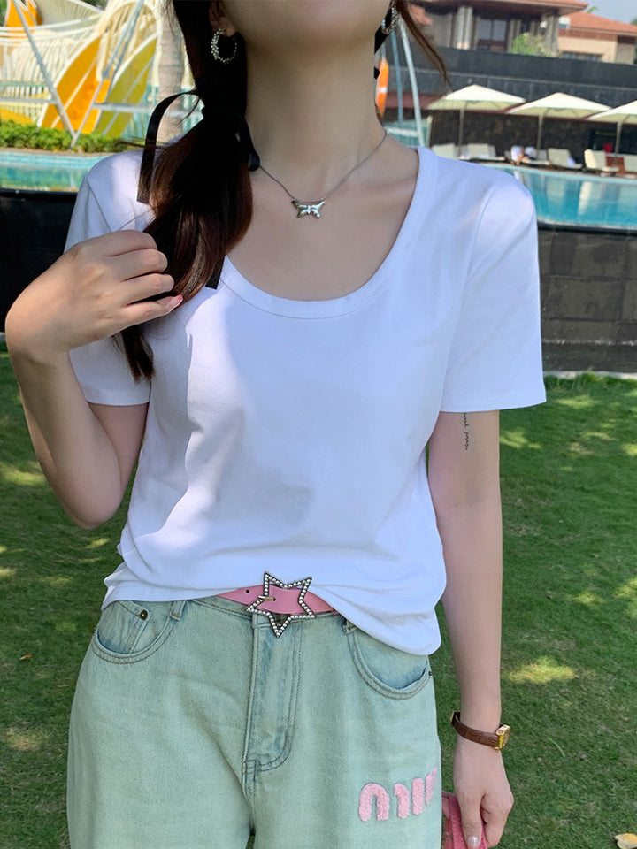 Femme Classic Rundhalet Basis Tee Stilla