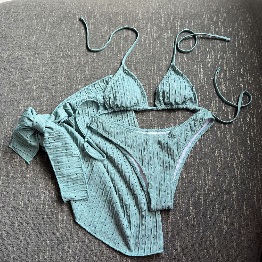 Dame bikini sæt med skinnende accenter og legesyg svømmerock Stilla